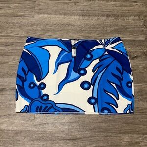 PrettyLittleThing Blue & White Abstract Print Mini Skirt